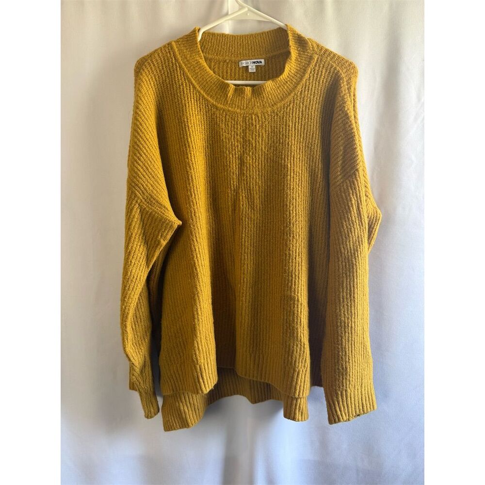 Fashion Nova Women's 2XL Mustard Yellow Oversized Pullover Sweater